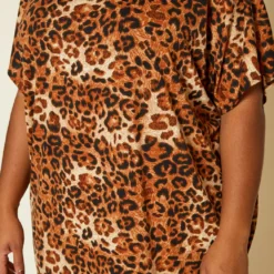 Asoph Plus Size Leapord Print Midi Lounge Dress With Headscarf -Radiant Drape Sales 2020139 001 5