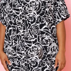 Plus Size Rose Bloom Print Midi Dress -Radiant Drape Sales 2020140 001 10