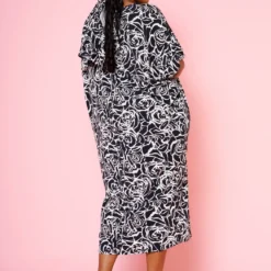 Plus Size Rose Bloom Print Midi Dress -Radiant Drape Sales 2020140 001 9
