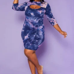 Plus Size Tie Dye Bodycon Mini Dress