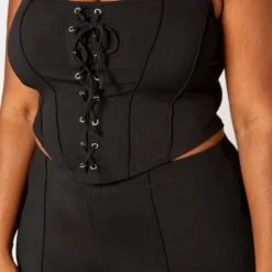 Plus Size Cross Lace Corset Top & Pants Set 9 Plus Size Cross Lace Corset Top & Pants Set -Radiant Drape Sales 2020153 001 4