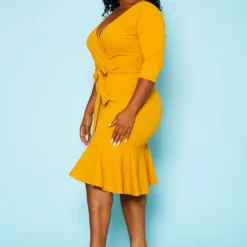 Plus Size V Neck Flare Mini Dress -Radiant Drape Sales 2020159 007 3