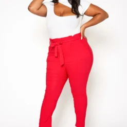 Plus Size Paperbag High Waist Skinny Pants