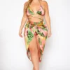 Plus Size Pink Sand Beach Three Piece Bikini Set