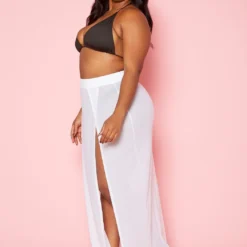 Plus Size High Waist Double Slit Hem Cover Up Skirt -Radiant Drape Sales 2020190 002 3