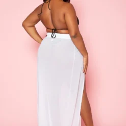 Plus Size High Waist Double Slit Hem Cover Up Skirt -Radiant Drape Sales 2020190 002 5
