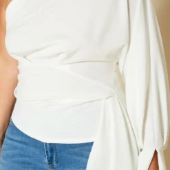 Plus Size One Sleeve Drape Hem Blouse 9 Plus Size One Sleeve Drape Hem Blouse -Radiant Drape Sales 2020202 002 4