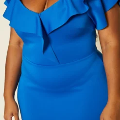 Plus Size High-Low Ruffled Bodycon Midi Dress -Radiant Drape Sales 2020208 001 5