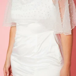 Plus Size Pearl Beaded Mesh Satin Midi Dress -Radiant Drape Sales 2020209 001 4