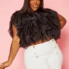 Plus Size Ruffle Tulle Crop Top
