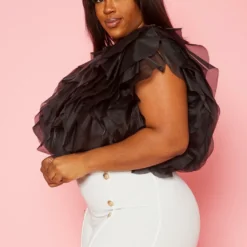 Plus Size Ruffle Tulle Crop Top -Radiant Drape Sales 2020213 001 2