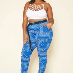 Plus Size Paisley Print Belted Cargo Pants -Radiant Drape Sales 2020247 001 2
