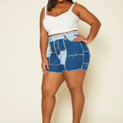 Plus Size Patchwork Denim Shorts -Radiant Drape Sales 2020249 001 2