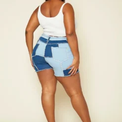 Plus Size Patchwork Denim Shorts -Radiant Drape Sales 2020249 001 3