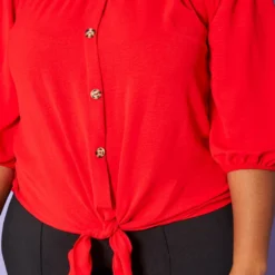 Plus Size Off Shoulder Button Hem Yellow Top -Radiant Drape Sales 2020260 002 5