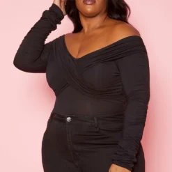Plus Size Overlayered Off Shoulder Bodysuit