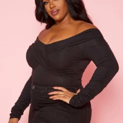 Plus Size Overlayered Off Shoulder Bodysuit -Radiant Drape Sales 2020277 001 3