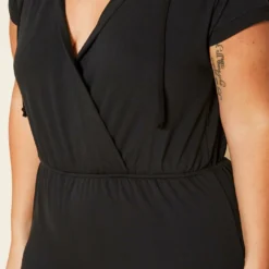 Plus Size Overlap V-Neck Lounge Romper -Radiant Drape Sales 2020281 001 5