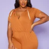 Plus Size Overlap V-Neck Lounge Romper