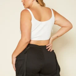 Plus Size High Rise Cargo Shorts Overalls -Radiant Drape Sales 2020285 001 4