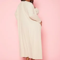 Plus Size Rib Knit Tube Midi Dress & Duster Cardigan Set 10 Plus Size Rib Knit Tube Midi Dress & Duster Cardigan Set -Radiant Drape Sales 2020289 004 4