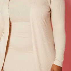 Plus Size Rib Knit Tube Midi Dress & Duster Cardigan Set 13 Plus Size Rib Knit Tube Midi Dress & Duster Cardigan Set -Radiant Drape Sales 2020289 004 6