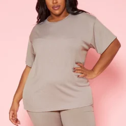 Plus Size Tee Shirt & Biker Shorts Set
