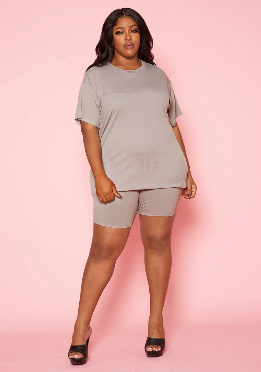 Plus Size Tee Shirt & Biker Shorts Set 2 Plus Size Tee Shirt & Biker Shorts Set - Image 2