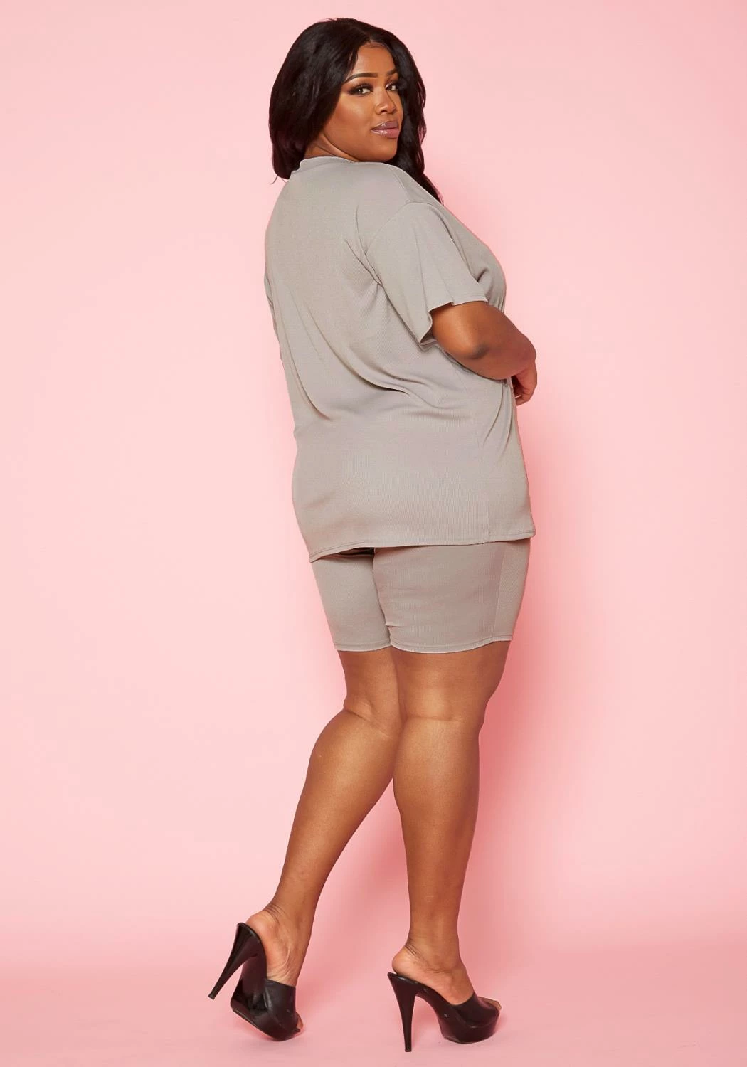 Plus Size Tee Shirt & Biker Shorts Set 4 Plus Size Tee Shirt & Biker Shorts Set - Image 4