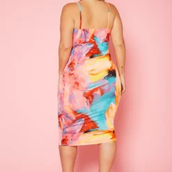 Plus Size Flower Pattern Midi Dress -Radiant Drape Sales 2020298 001 4