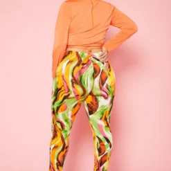 Plus Size Mock Neck Crop Top & Abstract Legging Set -Radiant Drape Sales 2020299 001 4