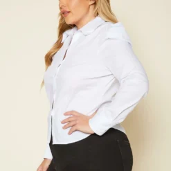 Plus Size Ballon Sleeve Collar Top -Radiant Drape Sales 2020318 001 4