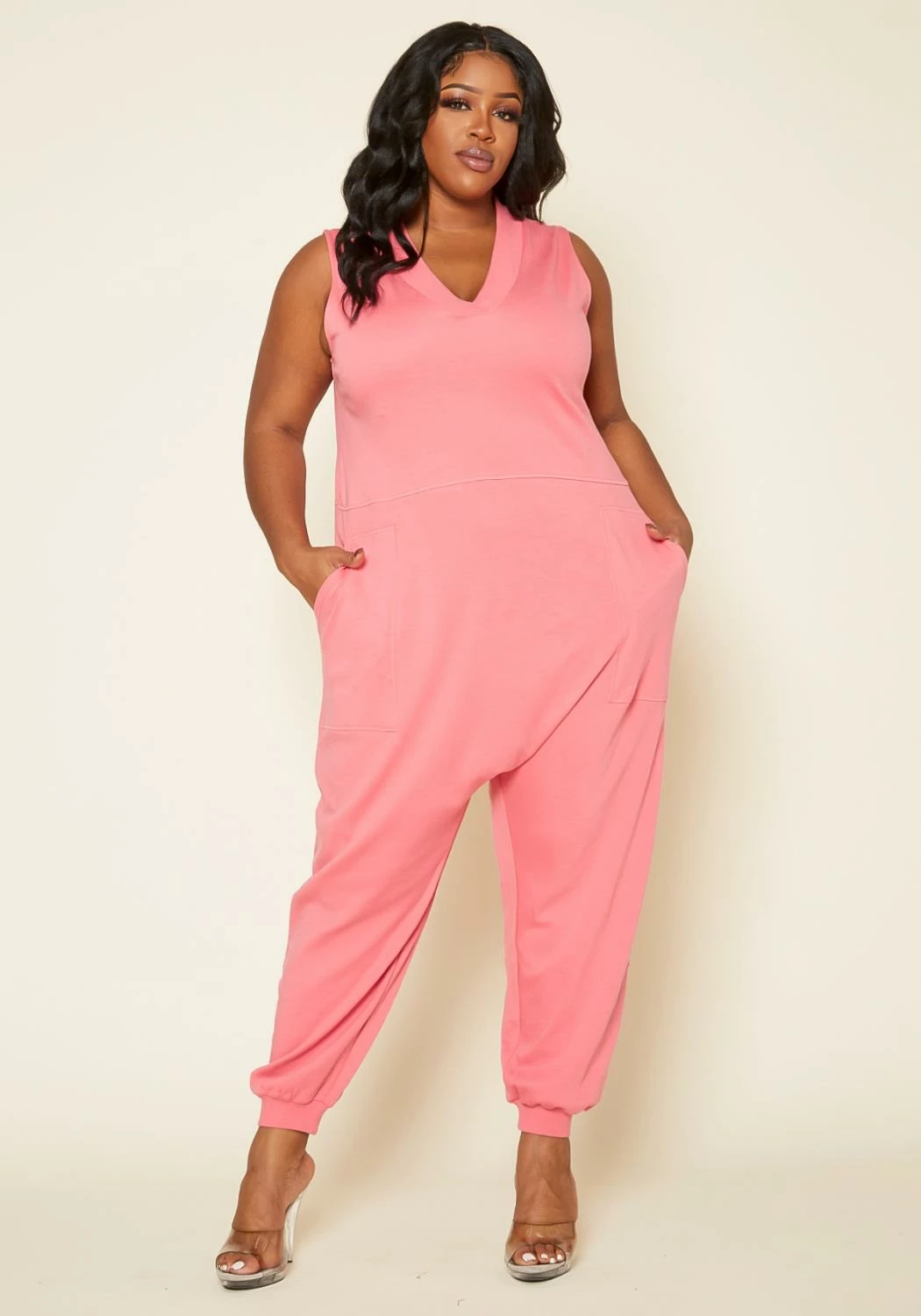 Plus Size V-Neck Harem Jumpsuit 1 Plus Size V-Neck Harem Jumpsuit