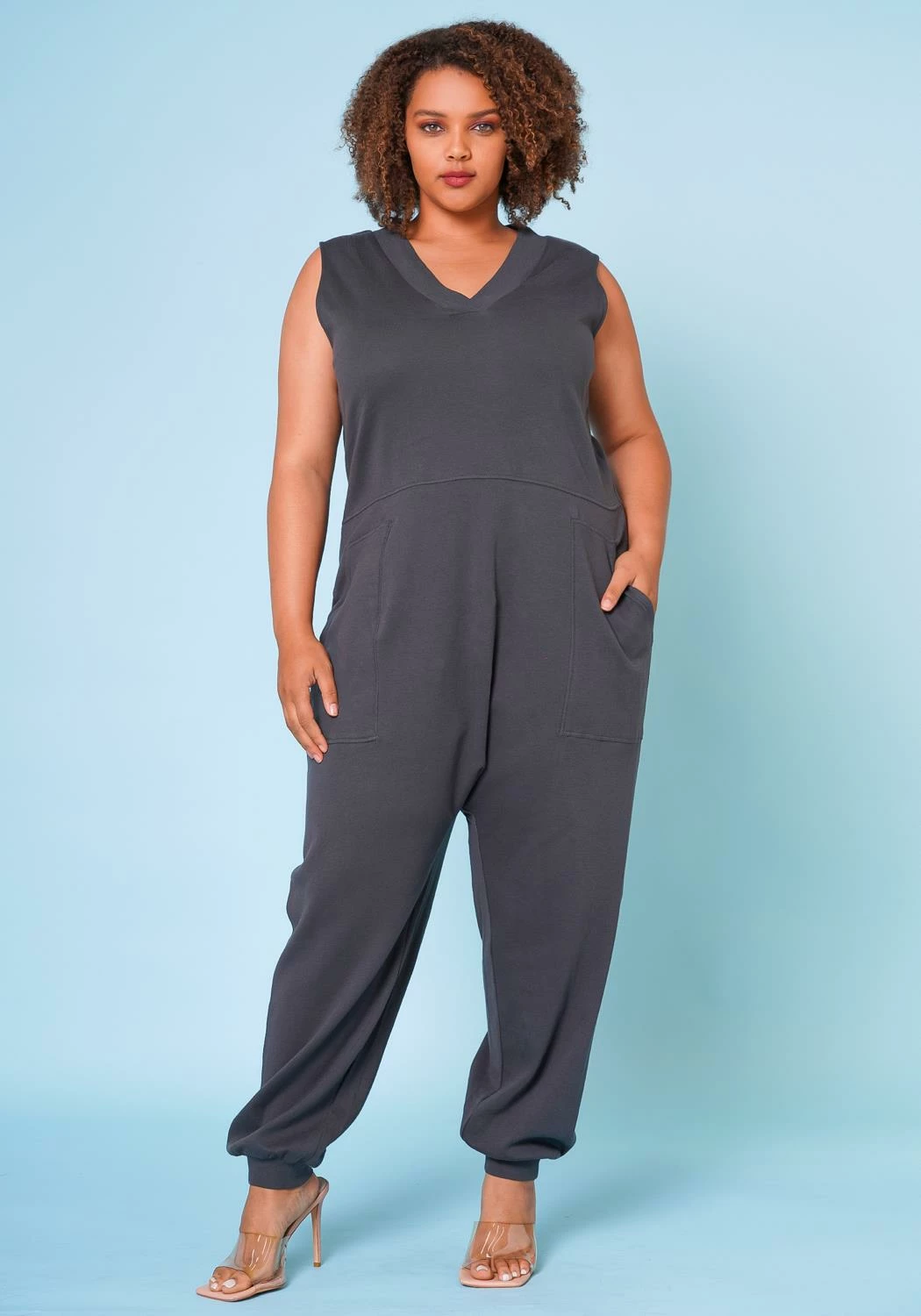 Plus Size V-Neck Harem Jumpsuit 1 Plus Size V-Neck Harem Jumpsuit