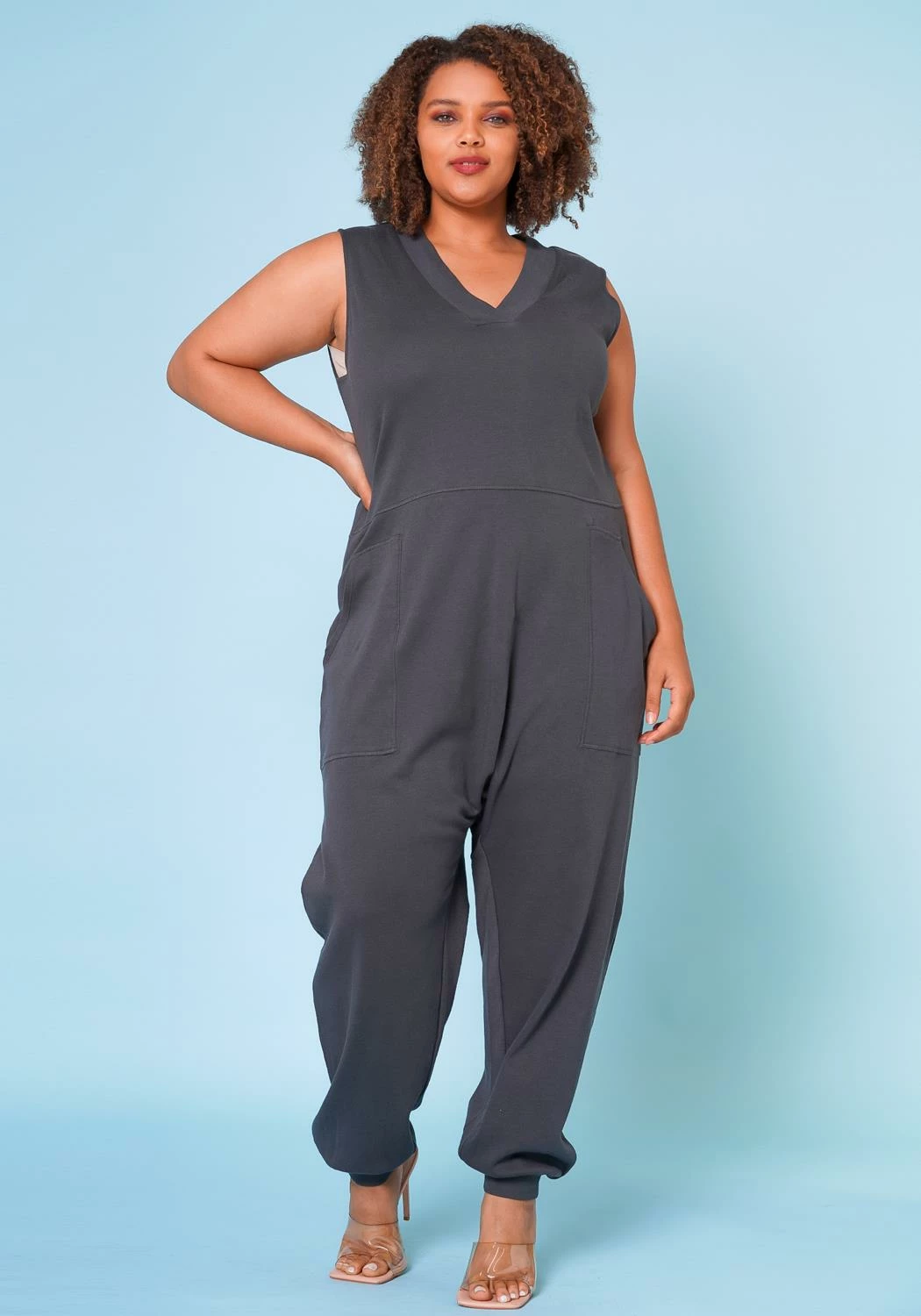 Plus Size V-Neck Harem Jumpsuit 2 Plus Size V-Neck Harem Jumpsuit - Image 2