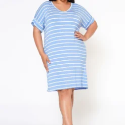 Plus Size Striped Mini Dress