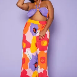 Plus Size Floral Wrap Halter Top & Palazzo Pants Set 8 Plus Size Floral Wrap Halter Top & Palazzo Pants Set -Radiant Drape Sales 2020324 001 3