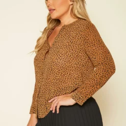 Plus Size Leopard Print Button Up Top -Radiant Drape Sales 2020331 001 3