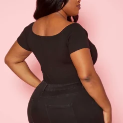 Plus Size Ribbed Button Detail Bodysuit -Radiant Drape Sales 2020333 001 4