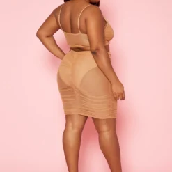 Plus Size Ruched Mesh Crop Top & Mesh Skirt Set 8 Plus Size Ruched Mesh Crop Top & Mesh Skirt Set -Radiant Drape Sales 2020338 002 3