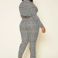 Plus Size Houndstooth Crop Top & Pants Set 8 Plus Size Houndstooth Crop Top & Pants Set -Radiant Drape Sales 2020339 001 4
