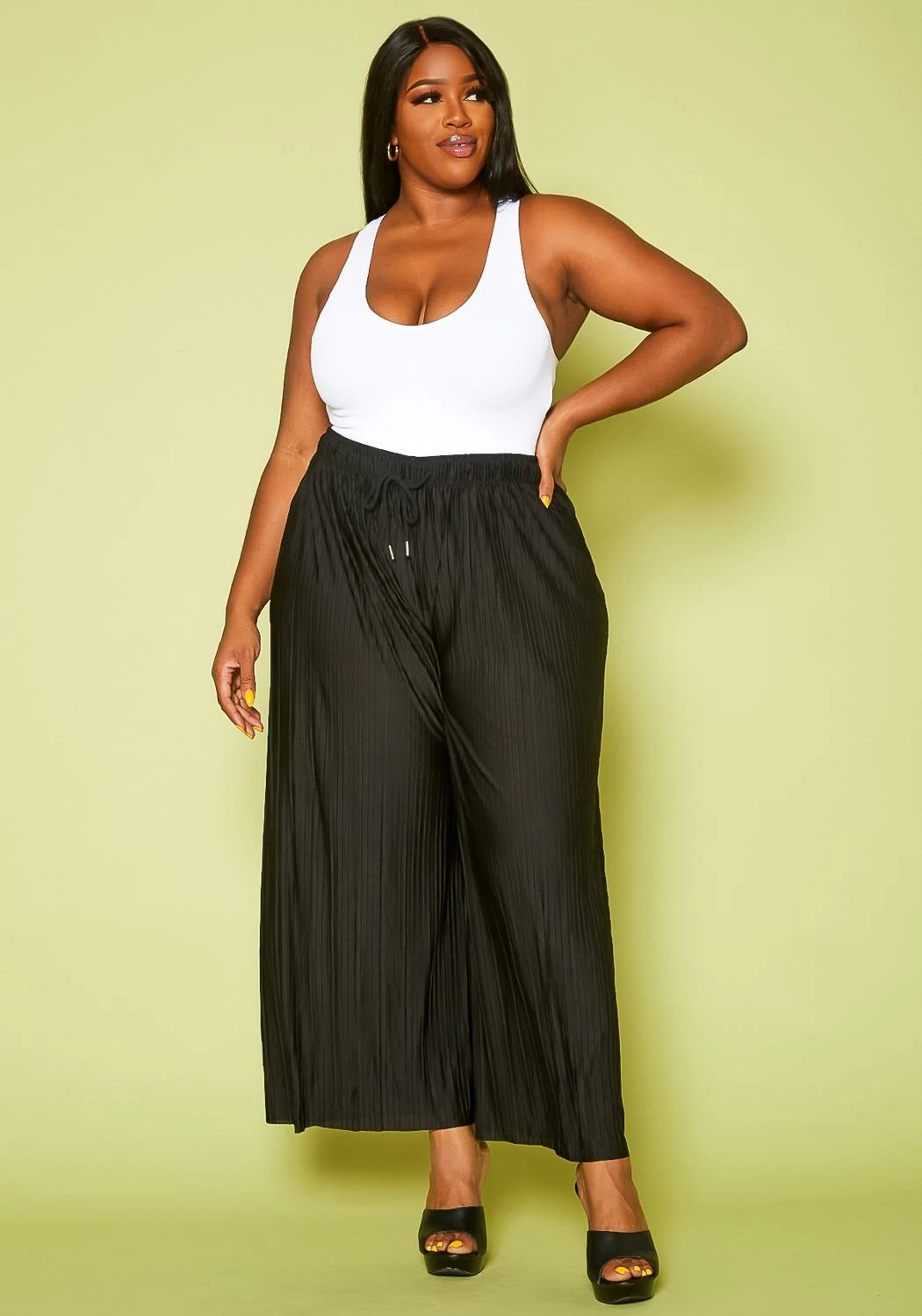 Plus Size Pleated Palazzo Pants 2 Plus Size Pleated Palazzo Pants - Image 2