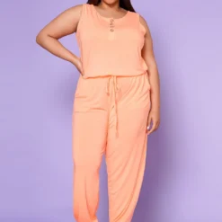 Plus Size Lounge Sleeveless Jumpsuit 8 Plus Size Lounge Sleeveless Jumpsuit -Radiant Drape Sales 2020363 104 2