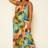 Plus Size Swirl Print Tank Jumpsuit