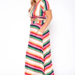 Plus Size Stripe Crop Top & Flare Maxi Skirt Set 9 Plus Size Stripe Crop Top & Flare Maxi Skirt Set -Radiant Drape Sales 2020371 001 4