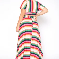 Plus Size Stripe Crop Top & Flare Maxi Skirt Set 10 Plus Size Stripe Crop Top & Flare Maxi Skirt Set -Radiant Drape Sales 2020371 001 5