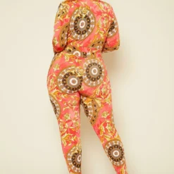 Plus Size Damask Print Overlap Bodysuit & Leggings Set 8 Plus Size Damask Print Overlap Bodysuit & Leggings Set -Radiant Drape Sales 2020374 001 4