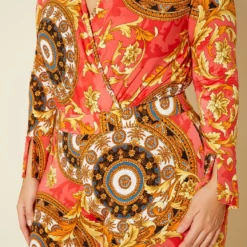 Plus Size Damask Print Overlap Bodysuit & Leggings Set 9 Plus Size Damask Print Overlap Bodysuit & Leggings Set -Radiant Drape Sales 2020374 001 5