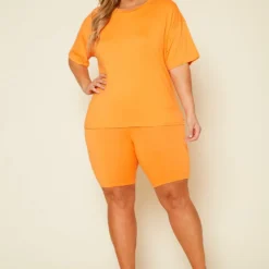Plus Size T-Shirt & Biker Shorts Set