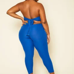 Plus Size Ribbed Halter Crop Top & Leggings Set 8 Plus Size Ribbed Halter Crop Top & Leggings Set -Radiant Drape Sales 2020400 001 4